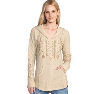Johnny Was Metallic Thermal Hoodie - LAURA Metallic Cream Size M